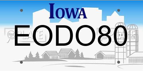 EODO80 Iowa License Plate