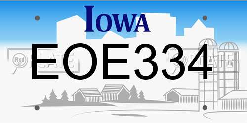 EOE334 Iowa License Plate