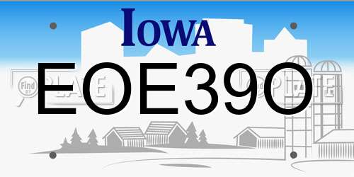 EOE39O Iowa License Plate