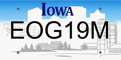 EOG19M Iowa License Plate