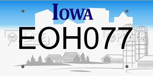 EOH077 Iowa License Plate