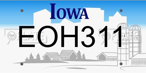 EOH311 Iowa License Plate