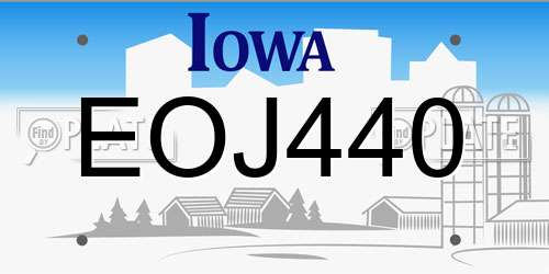 EOJ440 Iowa License Plate