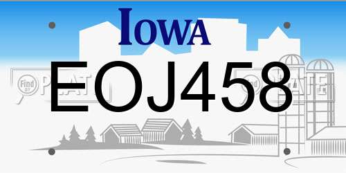 EOJ458 Iowa License Plate
