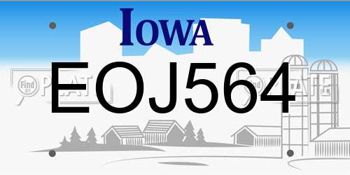 EOJ564 Iowa License Plate