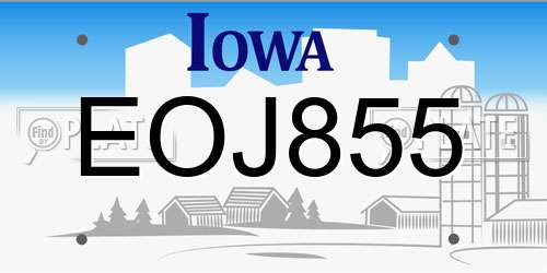EOJ855 Iowa License Plate