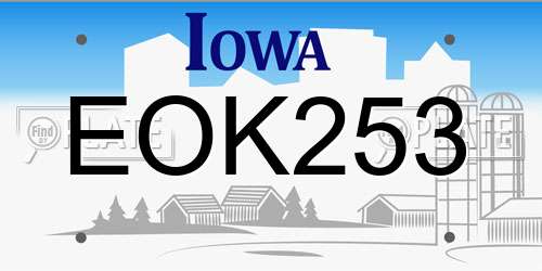 EOK253 Iowa License Plate