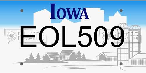 EOL509 Iowa License Plate