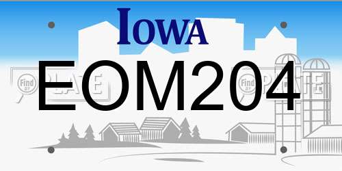 EOM204 Iowa License Plate
