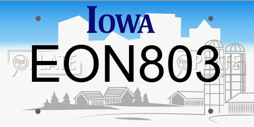 EON803 Iowa License Plate