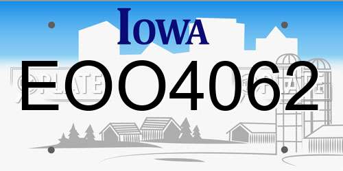 EOO4062 Iowa License Plate