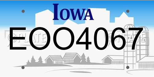 EOO4067 Iowa License Plate