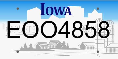 EOO4858 Iowa License Plate