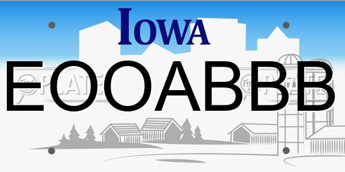 EOOABBB Iowa License Plate
