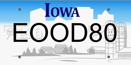 EOOD80 Iowa License Plate
