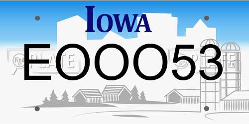 EOOO53 Iowa License Plate