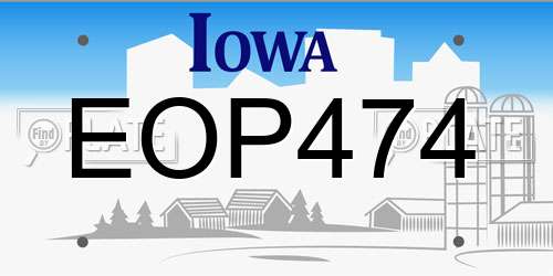 EOP474 Iowa License Plate