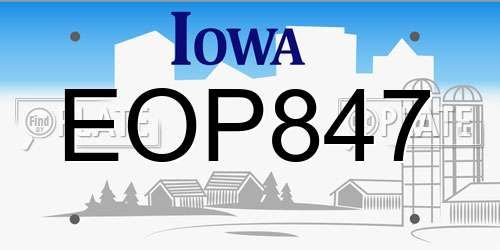 EOP847 Iowa License Plate