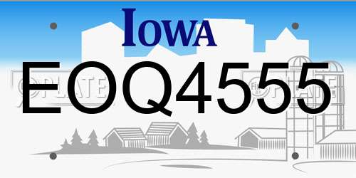 EOQ4555 Iowa License Plate