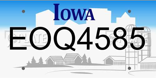 EOQ4585 Iowa License Plate