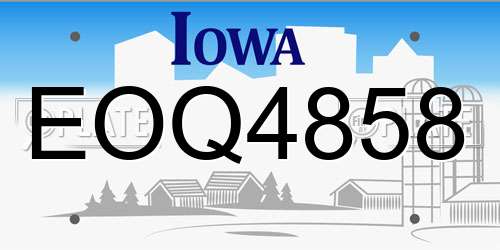 EOQ4858 Iowa License Plate