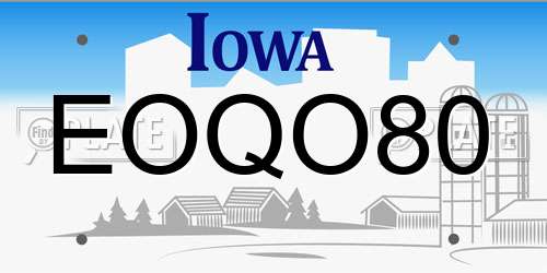 EOQO80 Iowa License Plate