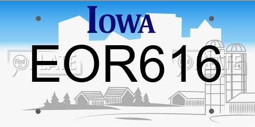 EOR616 Iowa License Plate