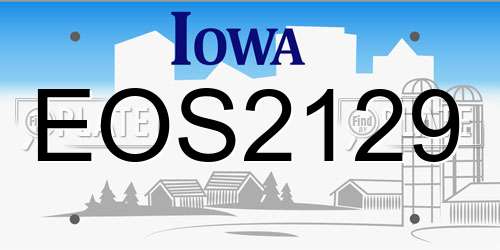 EOS2129 Iowa License Plate
