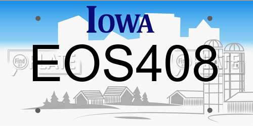 EOS408 Iowa License Plate