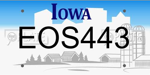 EOS443 Iowa License Plate