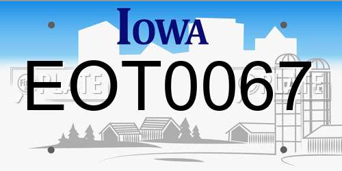 EOT0067 Iowa License Plate