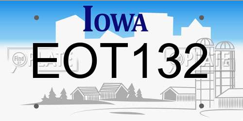 EOT132 Iowa License Plate