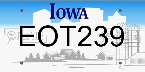 EOT239 Iowa License Plate