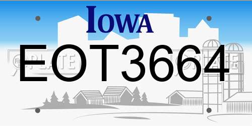 EOT3664 Iowa License Plate