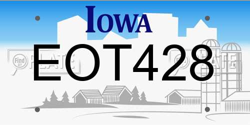 EOT428 Iowa License Plate