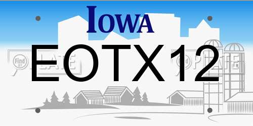 EOTX12 Iowa License Plate