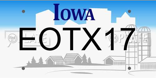 EOTX17 Iowa License Plate