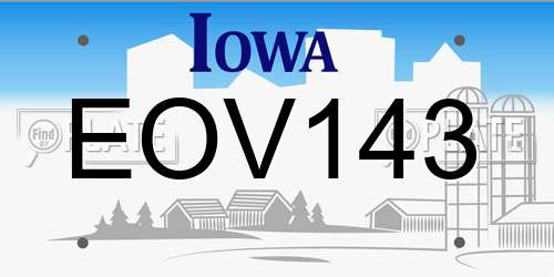 EOV143 Iowa License Plate