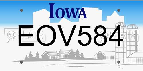 EOV584 Iowa License Plate