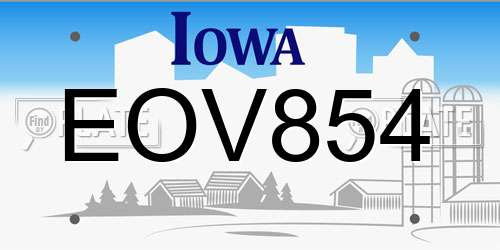 EOV854 Iowa License Plate