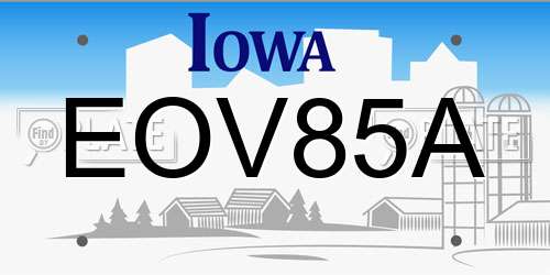 EOV85A Iowa License Plate