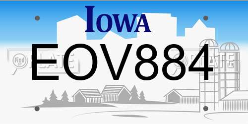 EOV884 Iowa License Plate