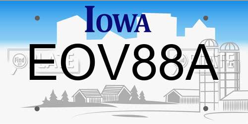 EOV88A Iowa License Plate