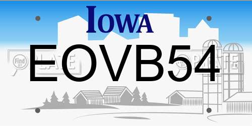 EOVB54 Iowa License Plate