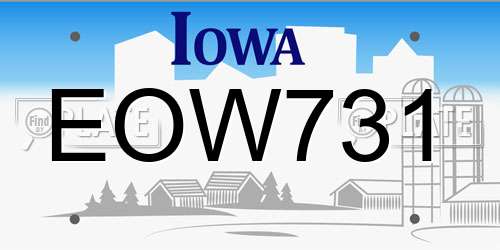 EOW731 Iowa License Plate
