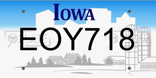 EOY718 Iowa License Plate
