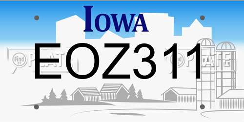 EOZ311 Iowa License Plate