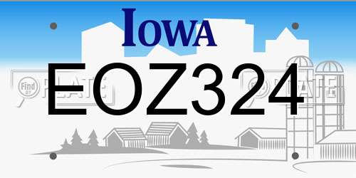 EOZ324 Iowa License Plate