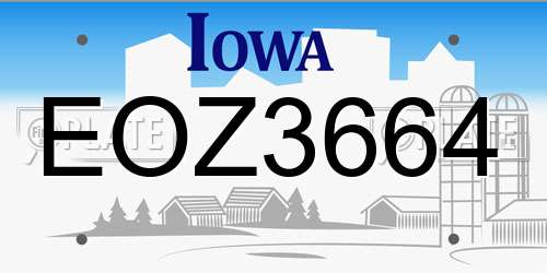 EOZ3664 Iowa License Plate