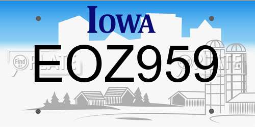 EOZ959 Iowa License Plate